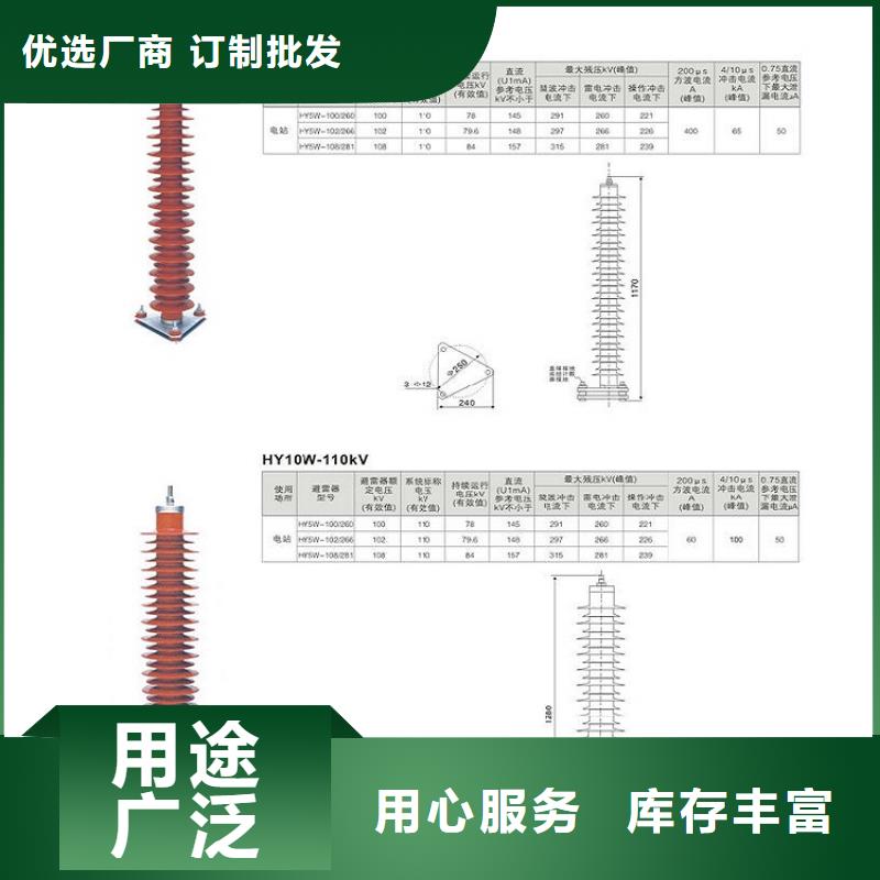 柳市厂家供应金属氧化物避雷器HY10W-96/250】