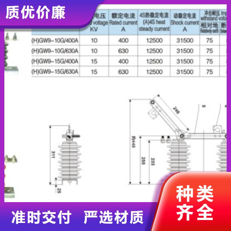 三相交流隔离开关HGW9-12G(W)/400A单柱立开,不接地,操作型式:手动大品牌放心购