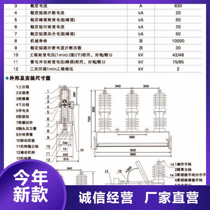 ZW7A-40.5/630-20户外高压真空断路器